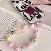 Ins Borboleta Tulipa Cordão Curto Pequeno Pulseira Fresca Pingente Pingente de Chave com Contas Feito à Mão Anti-Perda