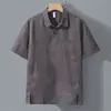Estilo Old Money Camisa de Lino Puro Manga Corta Polo para Hombre Delgado Verano Casual Top de Lino
