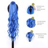 Peluca de moda europea y americana opcional multicolor, popular nueva peluca con clip de cola de caballo alta para mujer de cabello largo y rizado azul marino