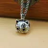Colgante de Gato Harley de Plata S925 con Incrustaciones de Cobre Vintage Plata de Ley Lindo Gatito Hip-hop Personalizado Para Mujer Colgante Tridimensional de Cabeza de Gato