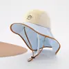 Sombrero de verano para niños con ala ancha y chal, sombrero de protección solar para niños y niñas, sombrero de sol transpirable fino con diseño de dibujos animados lindo