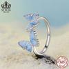 Ephrauson Anillo Abierto de Mariposa Elegante Anillo Ajustable Plata de Ley s925 Joyería Versátil Pulsera para Mujer