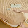 Grado A, 100% algodón, sábana bajera acolchada ajustable, pieza única, engrosada, algodón puro, protector de colchón, antideslizante, a prueba de polvo, colcha de color liso