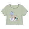 Camiseta de Manga Corta para Bebé Niña Verano Nueva Infantil Estilo Occidental Color Caramelo Estampada Combinable Top Camiseta Base