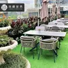 Mesa e Cadeiras para Varanda de Vila ao Ar Livre Mesa de Ardósia para Jardim e Pátio Cadeiras de Rattan Combinação Mesa e Cadeiras para Café ao Ar Livre