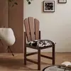 Silla de comedor vintage francesa de mediados de siglo, silla de diseñador de madera maciza para uso doméstico y maquillaje, silla estilo nórdico antiguo simple de pavo real con respaldo