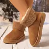 Botas Femininas Casuais Espessas de Pelúcia Europeias e Americanas Cruzadas Diárias Patchwork Pelúcia por Dentro Botas de Neve CN Atacado Tamanho Plus