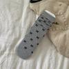 Meias com Laço para Mulheres Primavera e Verão Ins Meias de Atoalhamento Estilo Coreano com Brincos Cor Pura Meias Simples com Sapatos de Couro Pequenos