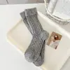 Calcetines de Lana de Punta para Mujer Otoño e Invierno Engrosados Más Terciopelo Cálidos Invierno Estudiante Tejido de Cable Cachemir Calcetines Largos Calcetines Holgados
