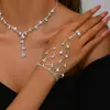 Amazon Fashion Colar Brincos Pulseira de Strass de Cristal Conjunto de Três Peças Acessórios de Joias Joias de Casamento para Noivas