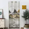 Cortina de porta de tecido estilo chinês quarto casa sem punção cortina divisória cortina de para-brisa de inverno para cozinha, WC e banheiro