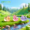 Paisagem em miniatura, criativa e fofa, figura de coelho rechonchudo que brilha no escuro, acessório de decoração de jardim de musgo DIY, pequeno enfeite