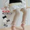 Leggings para Niños para Primavera y Otoño, Pantalones de Encaje de Nueve Puntos para Niñas, Pantalones para Bebé con Entrepierna Abierta, Mallas de Encaje Antipilling