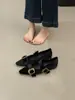 Zapatos Mary Jane Retro de Terciopelo Estilo Francés para Mujer, Nuevo Modelo Primavera 2026, Bailarinas de Boca Baja con una Sola Correa y Pedrería