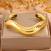 Pulseira Aberta em Aço Inoxidável Brilhante em Forma de C, Transfronteiriça Europeia e Americana, para Mulheres, de Alto Padrão, Única, Irregular, Pulseira de Luxo Leve