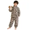 Pijama infantil para primavera, otoño e invierno, conjunto de dos piezas para niños y niñas, pijama con estampado de leopardo, conjunto grueso de dos piezas, moderno