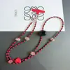 Cordón Retro Ins Hecho a Mano con Cuentas Cadena para Teléfono Móvil Cadena Estampado Leopardo Cadena Diagonal para Cámara Ccd