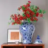 Jingdezhen jarrón general hexagonal grande adorno de pie jarrón de cerámica pintado a mano jarrón de almacenamiento de porcelana decoración de jarrón de flores
