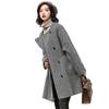 Abrigo de Lana Estilo Coreano Nuevo de Invierno Leche de Papaya Espesado de Largo Medio Estilo Coreano Casual Elegante a Cuadros Abrigo de Lana
