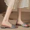 H593-1 Zapatillas Ligeras de Mujer con Suela Plana, Sandalias de Moda para Usar Afuera, Hermosas Sandalias Casuales Plateadas, de Tacón Alto, Cómodas