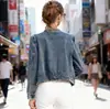 Estilo Nuevo Pesado con Abalorios Holgado Alta Calidad Simple Moda Versátil Chaqueta de Mezclilla Top Azul Talla Única Otro Algodón