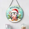 Adornos Navideños Creativos Transfronterizos Artesanías de Madera Cartel Redondo para Puerta Serie Colgante de Madera 20Cmos Colgante