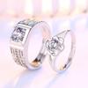 Moda Japonesa e Coreana Novo Anel de Casal Coroa Casal Diamante Aberto Anel de Diamante Proposta de Casamento Par de Anéis Masculino e Feminino Aliança