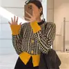 Suéter Irregular de Punto con Diseño de Espiga en Contraste de Color Adelgazante Estilo Coreano, Nuevo Cardigan Holgado para Primavera y Otoño para Mujer