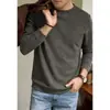 Camiseta de Manga Larga con Cuello Redondo de Terciopelo de Lana Suave y Seda, Doble Cara, Otoño e Invierno 2026, Top Casual Cálido de Gama Alta para Hombre