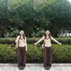 Camiseta de Manga Larga con Cuello Halter en V Estilo Retro Coreano Falsa de Dos Piezas para Mujer Nueva Primavera y Otoño Aspecto Ceñido a la Cintura Sexy Camiseta Básica Superior