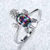 Anillo de tortuga colorido de platino y diamante azul más vendido transfronterizo moda para hombres y mujeres anillo simple una generación de venta al por mayor