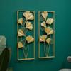 Decoração transfronteiriça novo estilo chinês sala de estar parede pendente de parede metal parede decoração de parede pingente parede de fundo de sofá folha de ginkgo