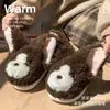 Novas Pantufas de Inverno Femininas da Moda Fofas de Algodão para Casa Gato Alemão Quentes Confortáveis com Forro de Pelúcia