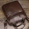 Pasta de Couro Genuíno para Negócios, Bolsa de Mão Simples Masculina Vertical, Bolsa de Mão de Couro Bovino de Primeira Camada, Bolsa Transversal para Documentos