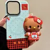 Delantal de Cereza con Fondo Rojo Tridimensional Holder Magnético de Kitty Adecuado para Teléfono Móvil Magsafe Fuerte Adsorción Persona Perezosa de Escritorio