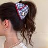 Pinza para el Cabello Grande de Lazo de Satén de Gama Alta para Mujer, Exquisita Pinza Plegada para la Parte Trasera de la Cabeza, Pinza de Tiburón