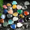 Piedra Natural Amatista Lapislázuli Lapislázuli 15 mm Colgante Borde de Amor Collar de Bricolaje Pendientes Accesorios de Joyería en Forma de Corazón
