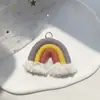 Pendientes de Borla de Algodón Estilo Nórdico Joyería Colgante Accesorios Llavero Arcoíris Trenzado Pequeño Hecho a Mano DIY