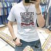 Camiseta masculina de manga curta 2025, nova, jeans, estampa de letras, slim fit, slim fit, bonita, slim fit, camiseta masculina