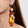 Pendientes de Calavera Punk Hip-Hop Europeos y Americanos Esqueleto Divertido Malla Colorida Halloween Pendientes Retro de Perlas para Mujer
