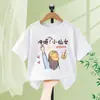 Pulôver Infantil de Gola Redonda Camiseta Confortável e Respirável para Meninas Tops Camiseta de Manga Curta Verão Novo Estilo para Crianças Médias e Grandes