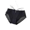 Roupas íntimas de renda pura sexy para mulheres, com costura de cetim sedoso, amarração nas costas, calcinha feminina com fundo de algodão, respirável e amiga da pele