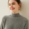 Suéter de cachemira para mujer, jersey de otoño e invierno, cuello medio alto, engrosado, top cálido, tejido casual cómodo para mujer