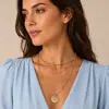 Collar con colgante de oblea multicapa simple para mujer, accesorios de cadena de metal que combinan con todo, estilo frío, moda transfronteriza europea y americana