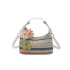 2026 Nova Bolsa Pequena Tendência de Palha Trançada para Mulheres, Bolsa de Mão Colorida Trançada Fashion, Bolsa de Mão Casual Estilo Coreano, Bolsa de Ombro, Bolsa Transversal