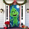 Popular Transfronteiriço Monstro Peludo Verde Grinch Pendurado Capa de Porta Pano de Fundo Decoração de Porta de Casa Pano Pendurado para Atmosfera Festiva Pendurado