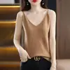 Camisola de Tricô Transfronteiriça para Mulheres 2025 Primavera e Outono Novo Colete Interno Sexy Top Solto Decote em V Sem Mangas Camada de Base