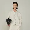 Cardigan de Tricô para o Dia a Dia Suéter Feminino 26 Lã de Inverno Gola Redonda Baixa Malha Simples Suéter de Lã