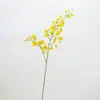 Simulación de dos pétalos amarillos orquídea danzante pequeña orquídea pequeña recubierta de pegamento material de arreglo floral de alta calidad arte floral de mesa ramo