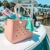 Nova Bolsa de Praia de Palha Eva com Furos Europeia e Americana Bolsa de Praia para Exterior Lavável Grande Capacidade Bolsa para Cosméticos Cesta para Animal de Estimação